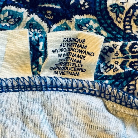 Artisan NY Skirt Navy Blue Indian Pattern Stretchy Knit A-Line Knee Length Med - Picture 4 of 5